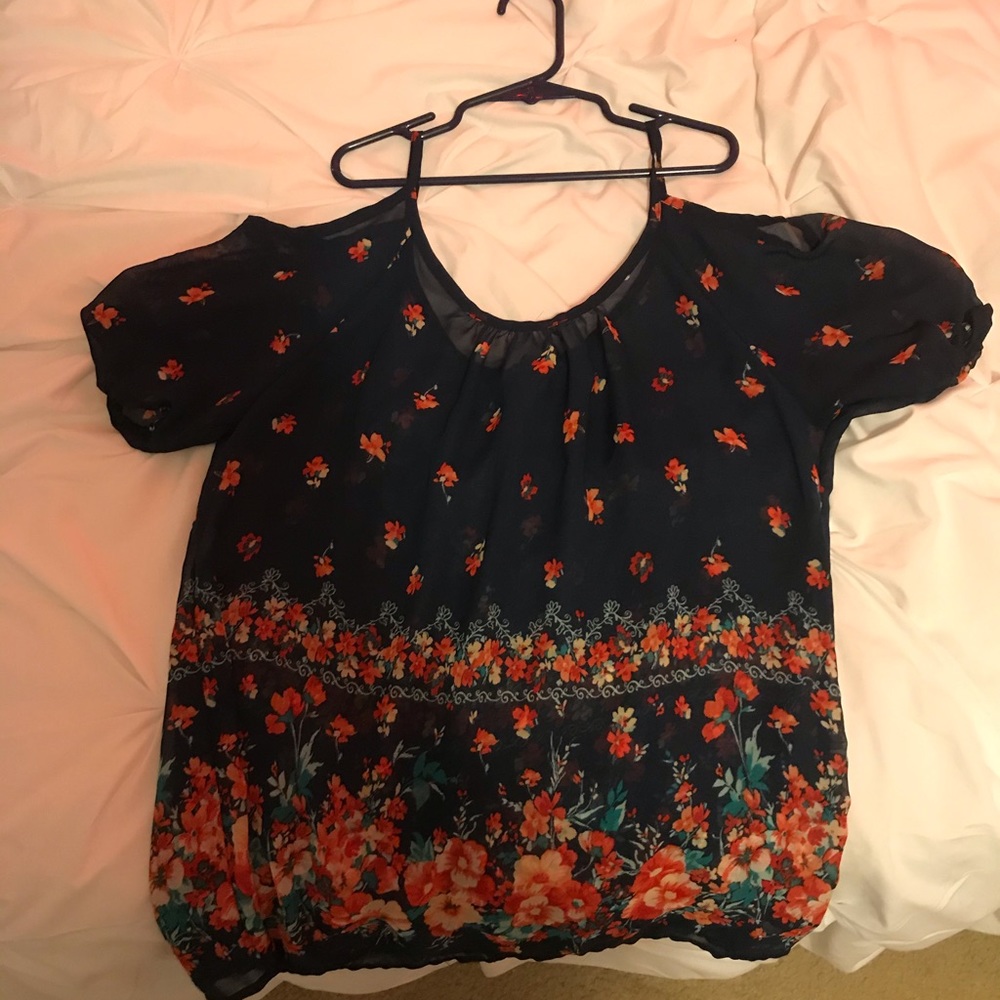 Floral cold shoulder blouse